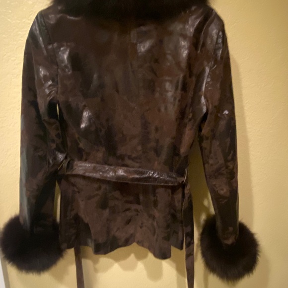 Cache Brown Leather and Faux Fur Jacket size 12. Excellent Condition, very rare! - Picture 16 of 16